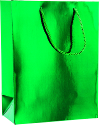 Dárková taška 25x13x33cm A4+, Lesklá zelená se šňůrkou